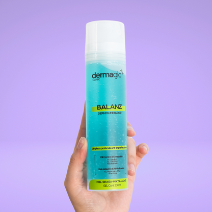 Gel limpiador facial Dermagic Balanz con ácido salicílico, ácido glicólico y niacinamida para piel grasa y con tendencia al acné. limpieza profunda para piel grasa