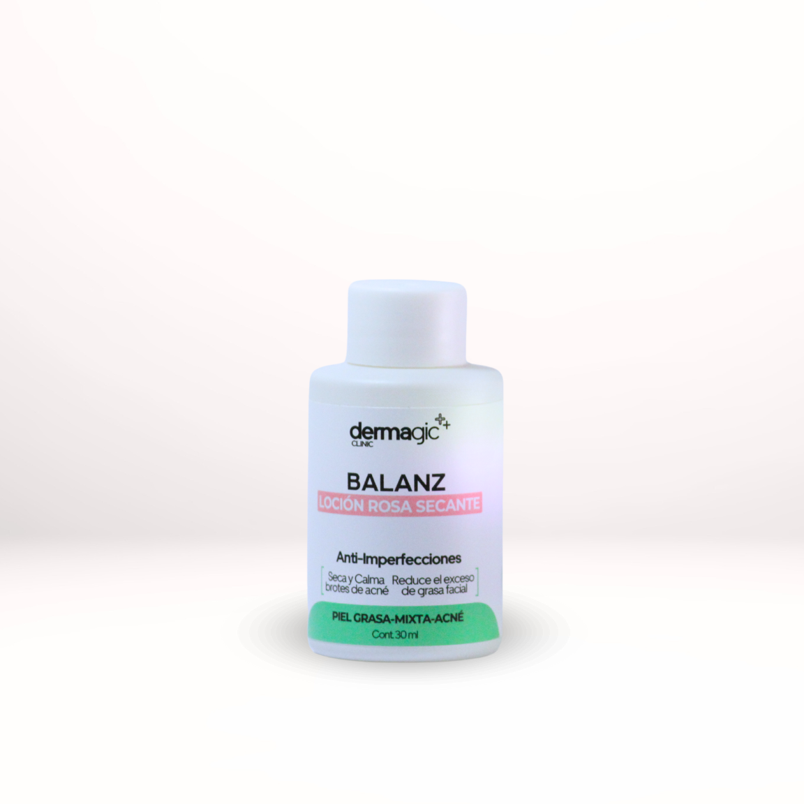 Loción secante para brotes con calamina, ácido salicílico y alcohol. Tratamiento puntual nocturno para imperfecciones activas. Producto formula magistral de uso localizado Dermagic. oil control