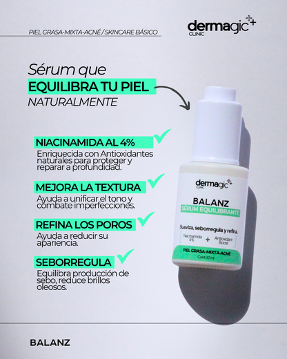 serum equilibrante oil control para piel grasa, reduce exceso de grasa facial y brillos 